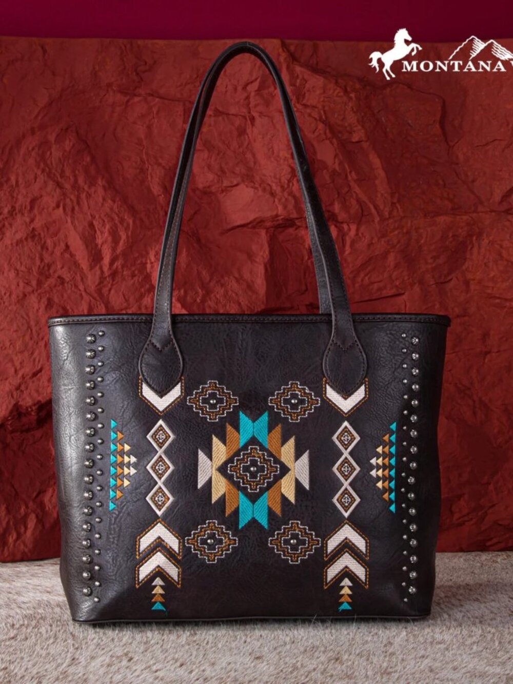 Montana West Embroidered Collection Concealed Carry Tote Coffee